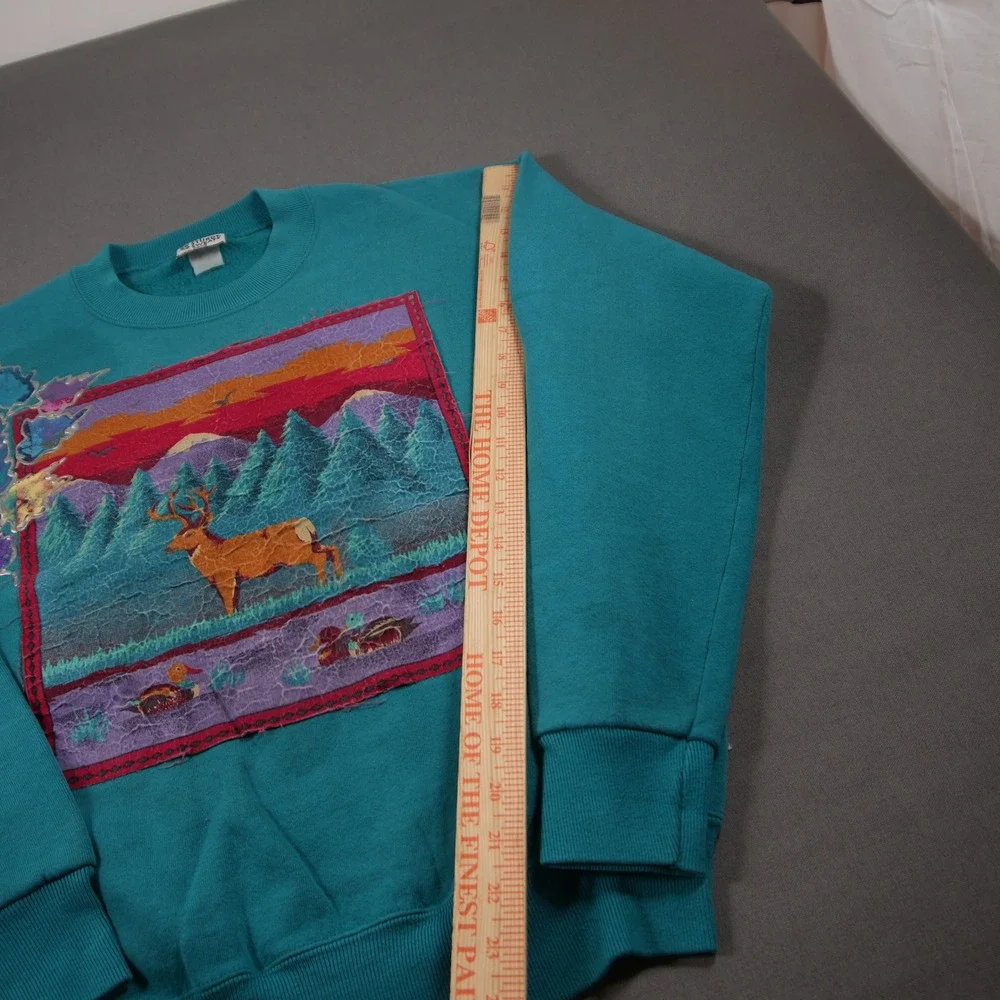 Vinage 80s Deer Duck Lee Sturdy Sweats Nature Men Sweatshirt L Hand Made